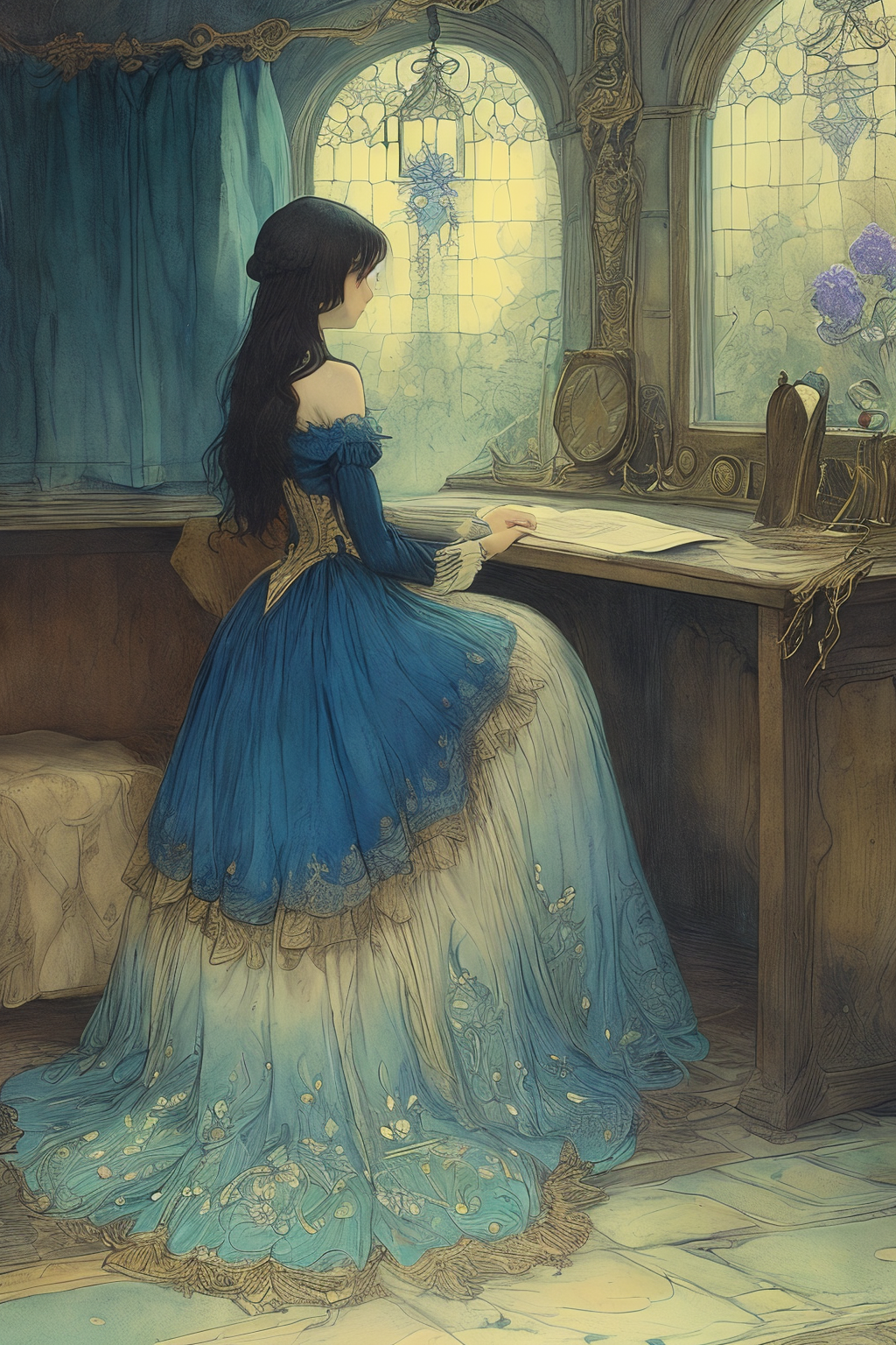 08254-2877742938-masterpiece,best quality,_lora_tbh144-_0.7_,idolmaster cinderella girls,illustration,style of Warwick Goble.png